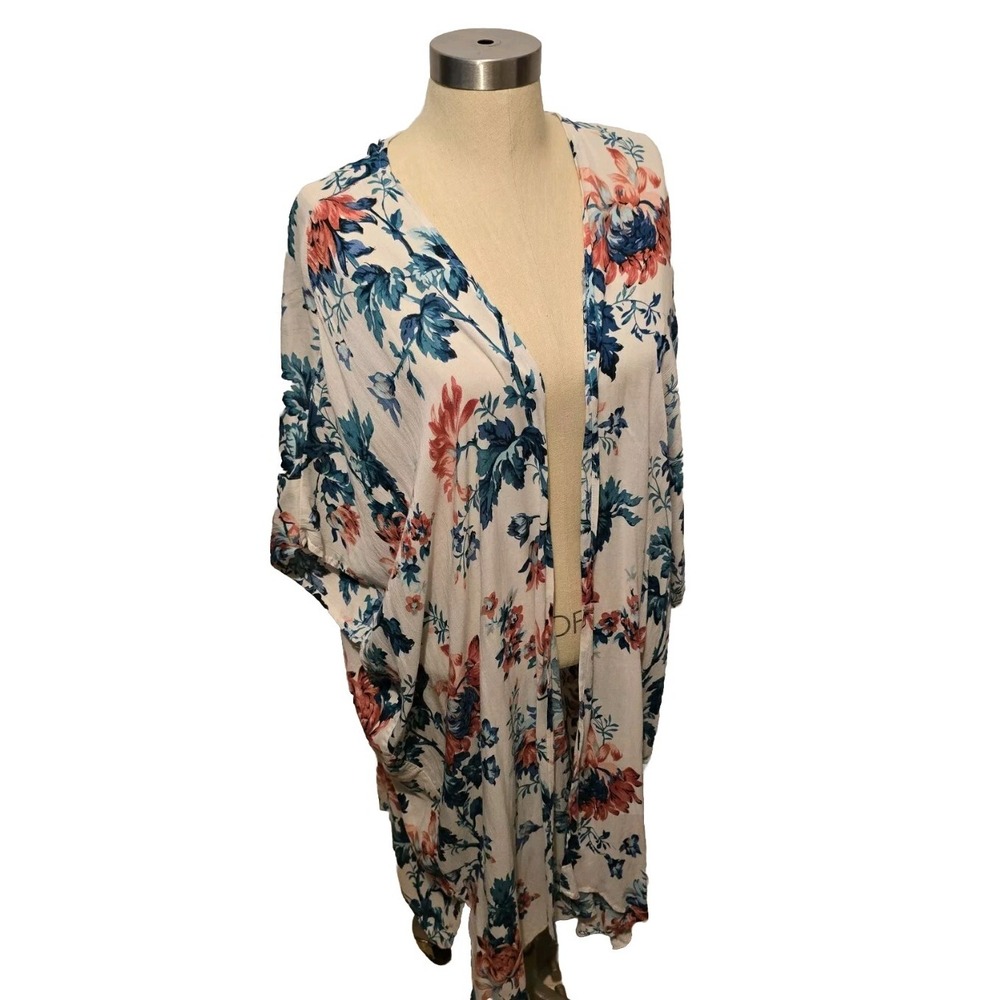 Angie Floral Kimono Cover-up‎ Womens Sz SM Flowy Boho Festival Fairy Cottagecore